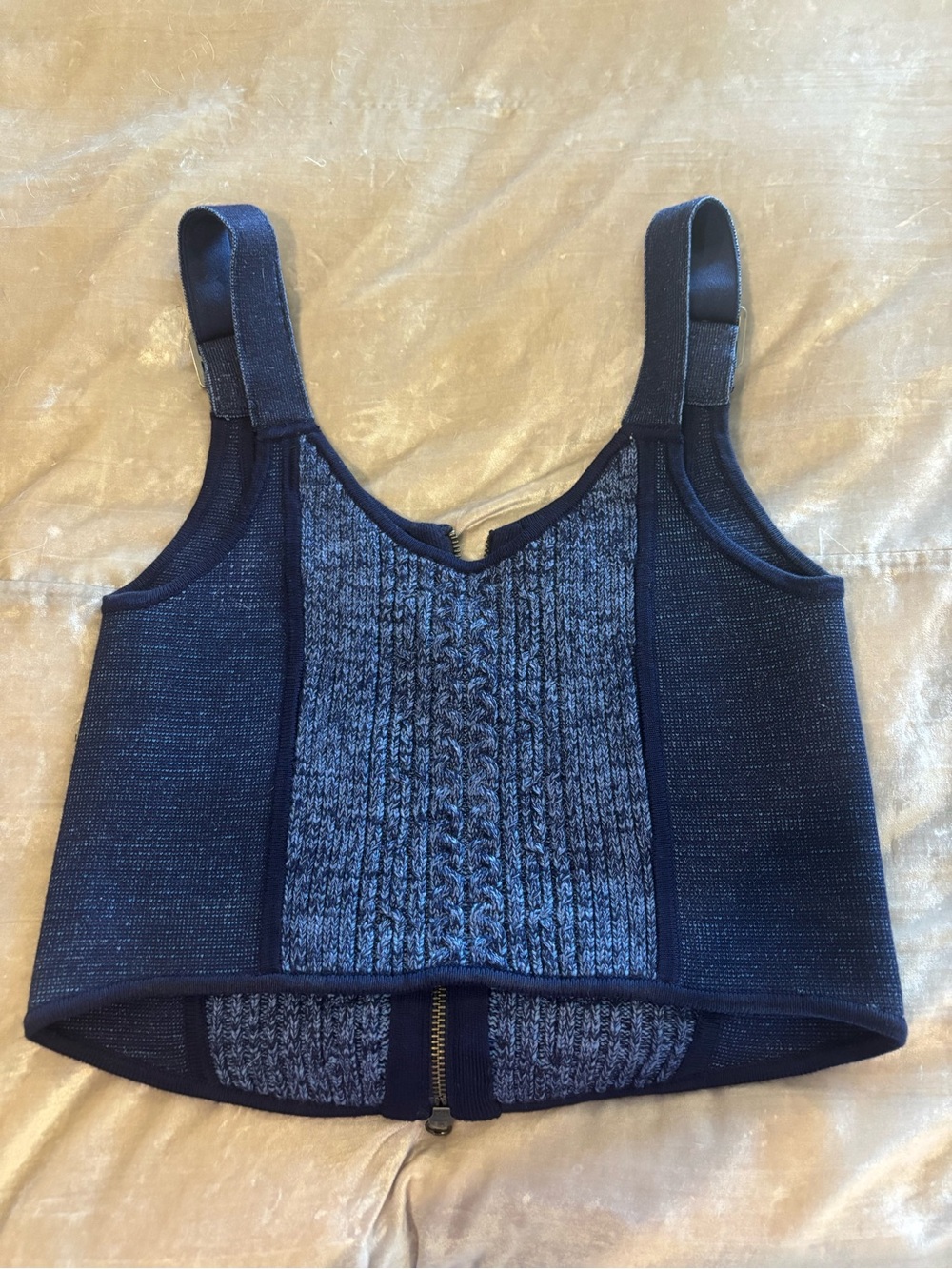 Pilcro Navy & Heather Blue Zip Knit Sweater - Picture 3 of 3